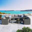 9-Pieces Outdoor Half-moon Patio Sofa Set, Round Sofa Set, Modern Style Sofa, Wicker, Cushion-126500098-126500104