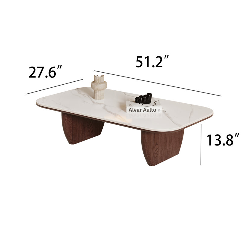 Table basse 51,2 po, Blanc / brun, Marble