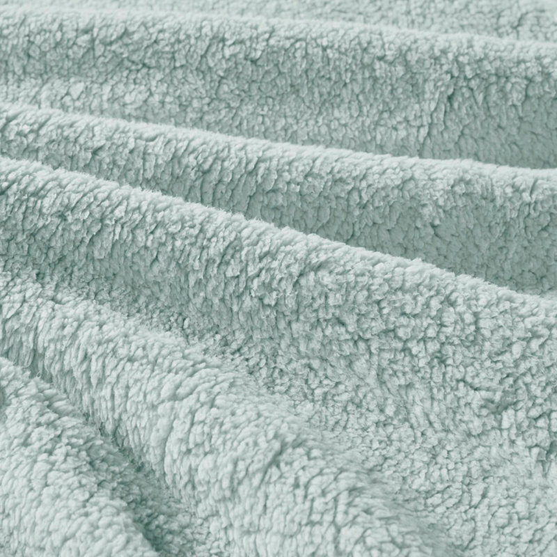 Ensemble d'édredon réversible en sherpa 3 pièces, Turquoise, Édredon très grand + 2 taies décoratives
