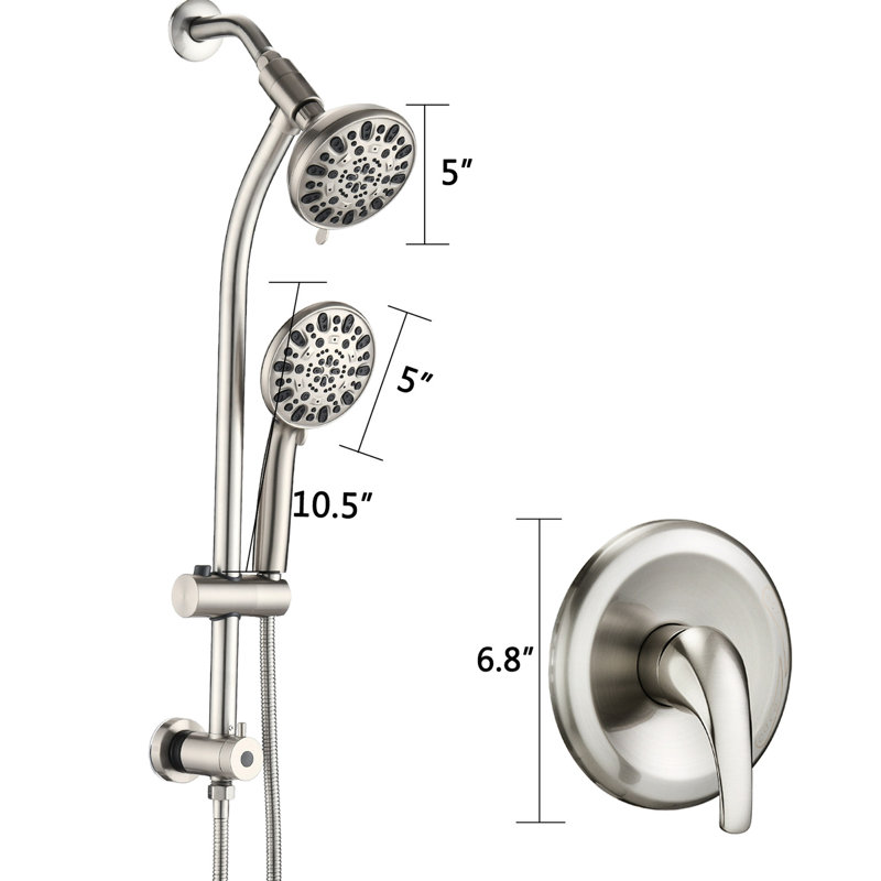 Pomme de douche double à 7 réglages avec perceuse - Barre coulissante en acier inoxydable et tige à deux matériaux Spa