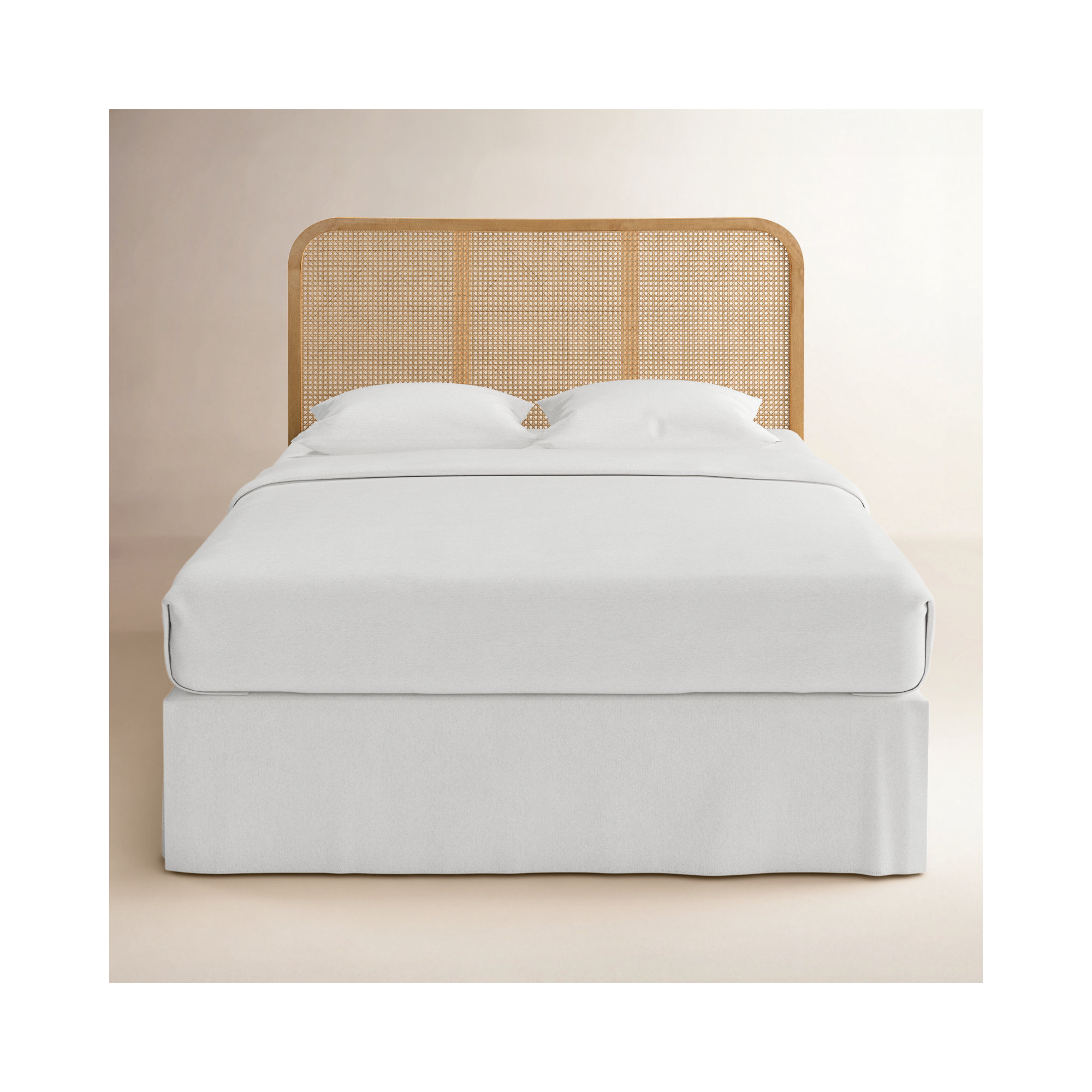 Boone Solid Wood and Cane Headboard, Queen, Natural