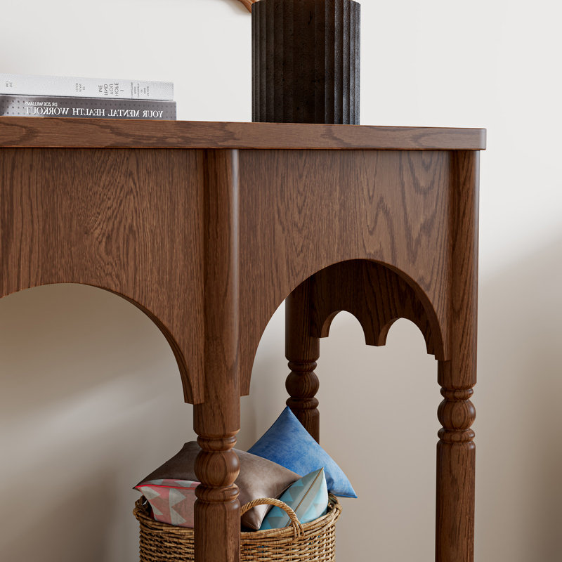 Console brun en bois massif
