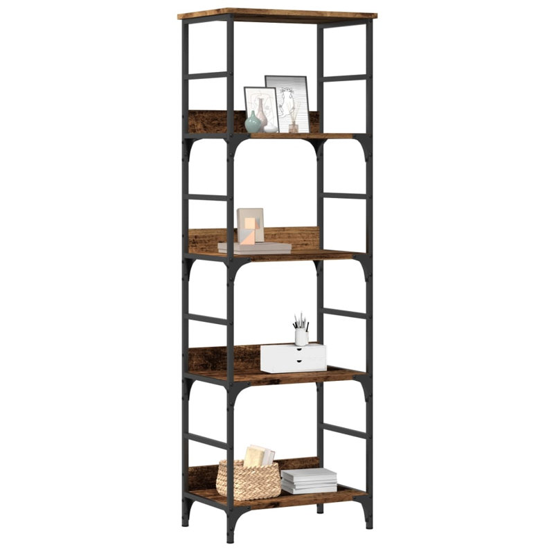 Holweg 50cm W Steel Standard Bookcase, (4 Shelves) 153 cm H x 50 cm W x 33 cm D, Old Wood