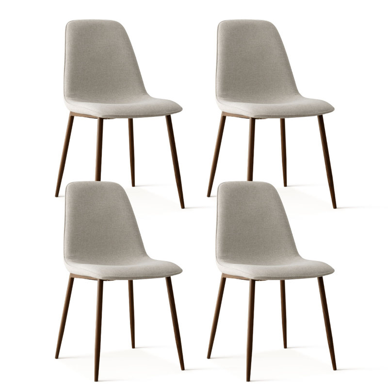 Chaise d'appoint rembourrée avec pieds en métal Jozwiak (ensemble de 4), Beige