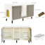 Enceinte de litière double en bois manufacturé avec coussin à griffer Corvese-1310650225