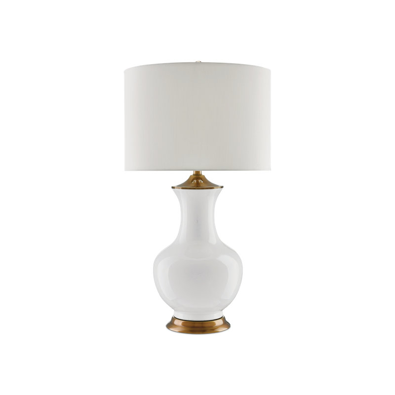 Lilou Table Lamp, White/Antique Brass