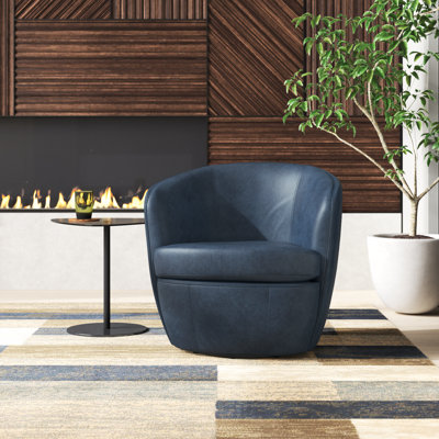 Fauteuil demi-tonneau pivotant 100% cuir italien Crandell