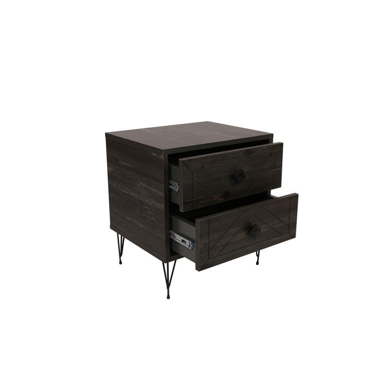 Chenoweth 50cm W Manufactured Wood Bedside Table, Dark Brown