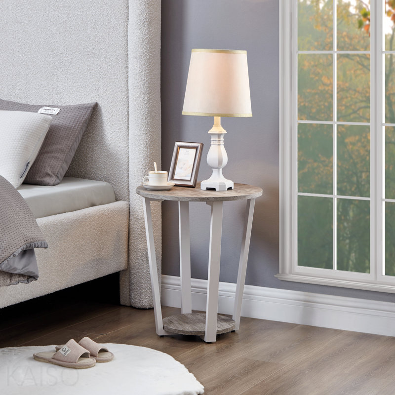 Elysian Contemporary Round End Table With Shelf - Gray