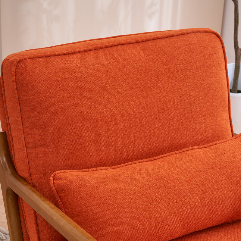 Upholstered Armchair, Orange Linen Blend