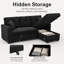 Canapé-lit modulaire convertible avec canapé-lit gigogne et chaise de rangement - noir-134157441