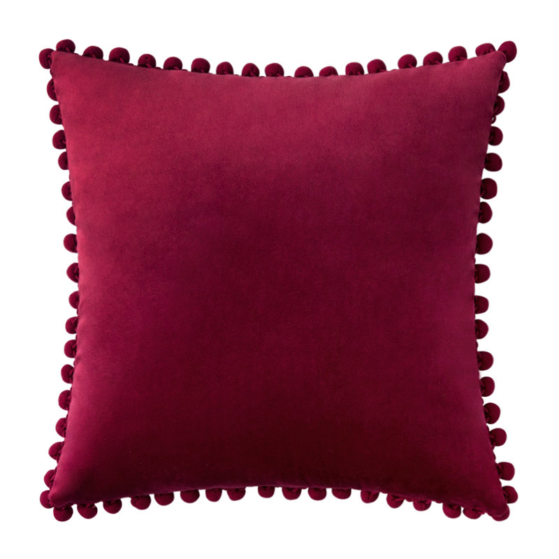 Housse de coussin en velours, Rouge vin, 18 po x 18 po, Housse de coussin seulement - sans coussin