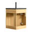 Meuble-lavabo flottant mural de 30 po avec lavabo triangulaire en résine noire à une porte et contreplaqué naturel, convenant pour les petits coins de meuble-lavabo intégrés, baignoire de rangement en contreplaqué aux endroits restreints