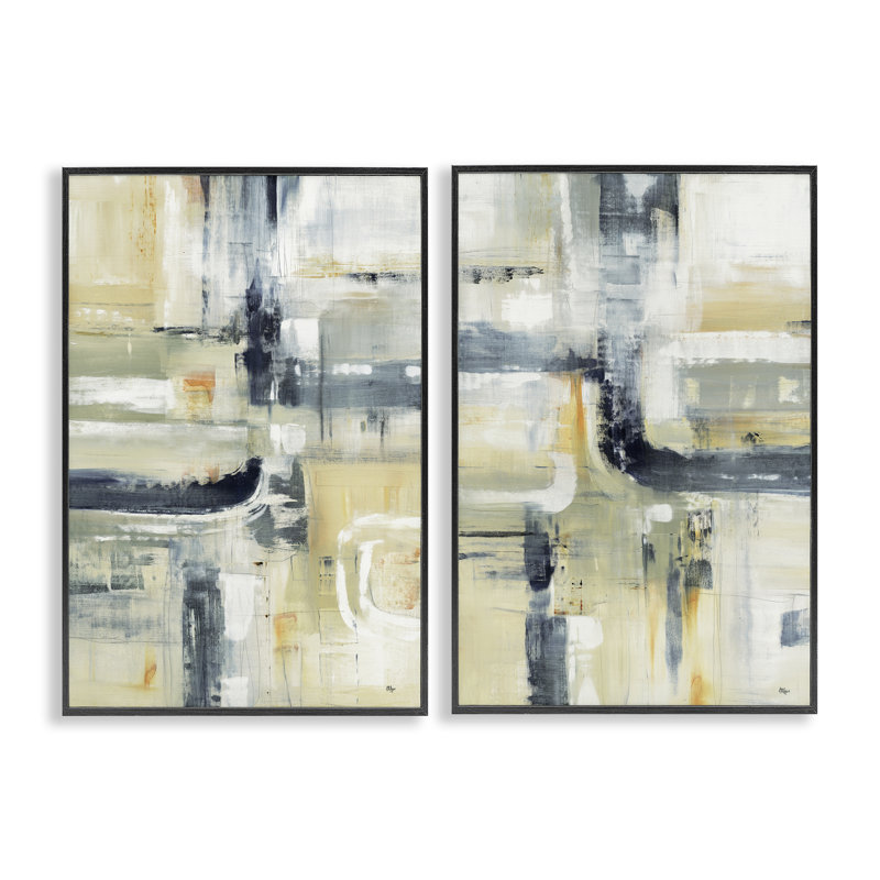 Ensemble de 2 giclées encadrées Expressive Neutrals Composition, par Lisa Ridgers, H 18 po x l 24 po