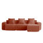 Canapé modulaire en L à 3 places avec passepoil à bordure française, sans assemblage requis, canapé 3 places avec coussins décoratifs et 1 repose-pieds mobile, tissu de velours rouge-1276117831