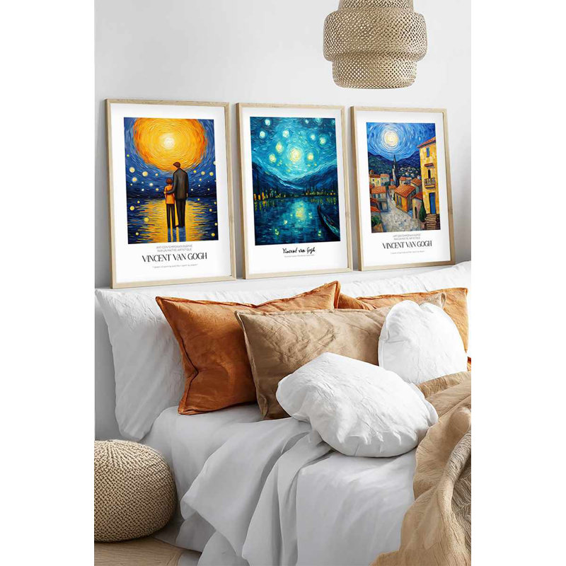 Élégantes peintures décoratives en panneau de fibres à densité moyenne (3 pièces), cadre en bois massif, 8 po x 12 po | Art 100% MDF avec une épaisseur de 0,12 pouce | Parfait pour le salon, la chambre à coucher et le bureau, design élégant et contemporain