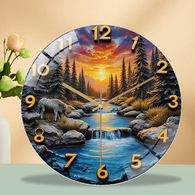 Horloge murale Sunset River Waterfall