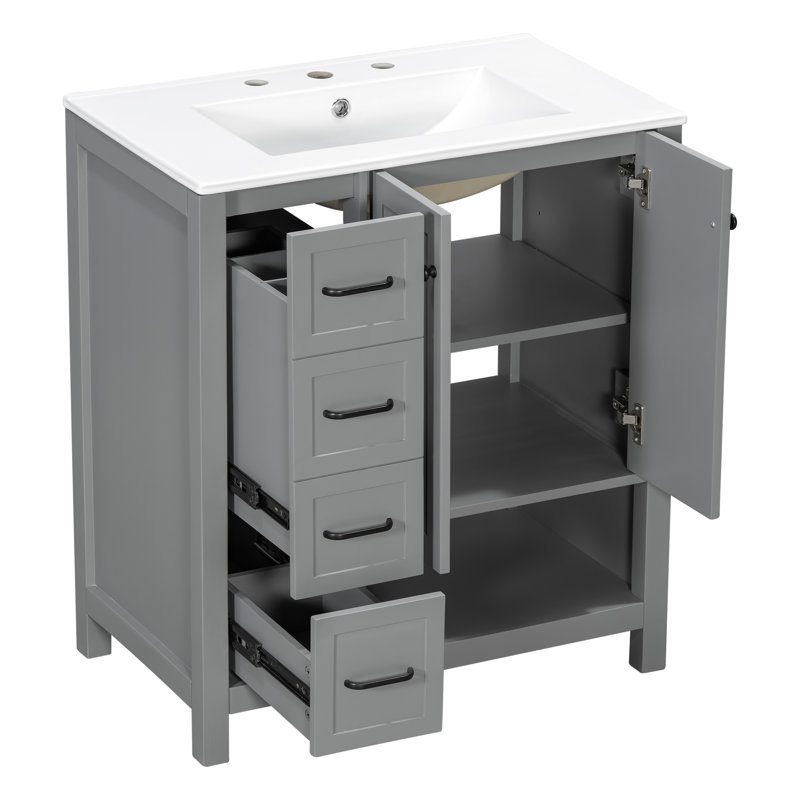 Meuble-lavabo autoportant de style shaker 30 po Modern Artisan, Gray