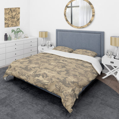 Camouflage brun et beige - ensemble de housse de couette abstrait - microfibre de polyester