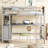 Gray Twin Size Loft Bed: Comfortable Sleeping And Studying Bed With Desk Drawers: Efficient Bedroom Layout-383774857