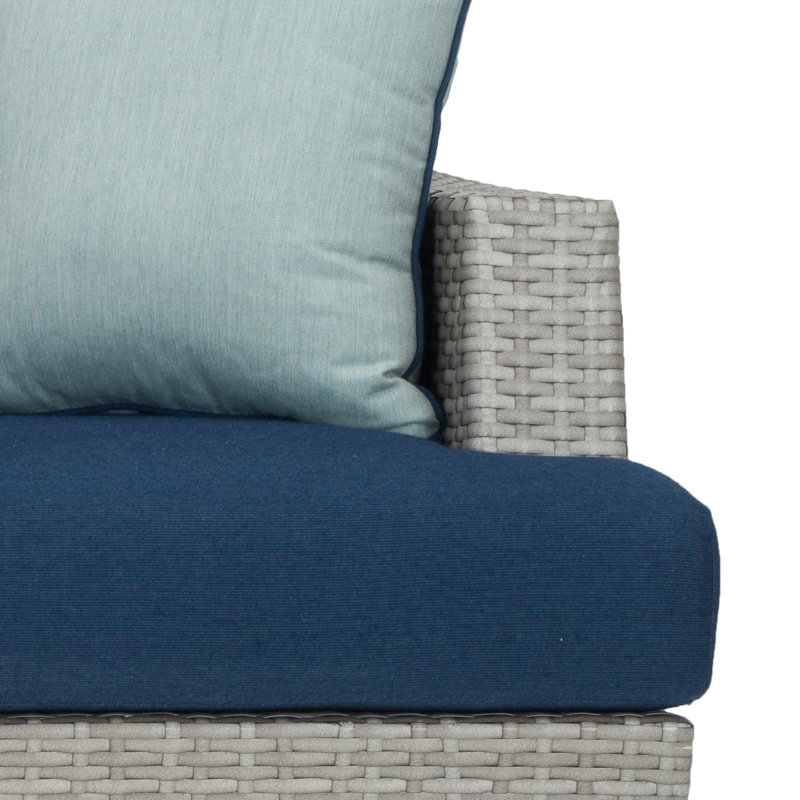 Ehrenfried 71'' Wide Rectangle Powder Coated Aluminum Loveseat with Sunbrella® Cushions, Spectrum Indigo Sunbrella®