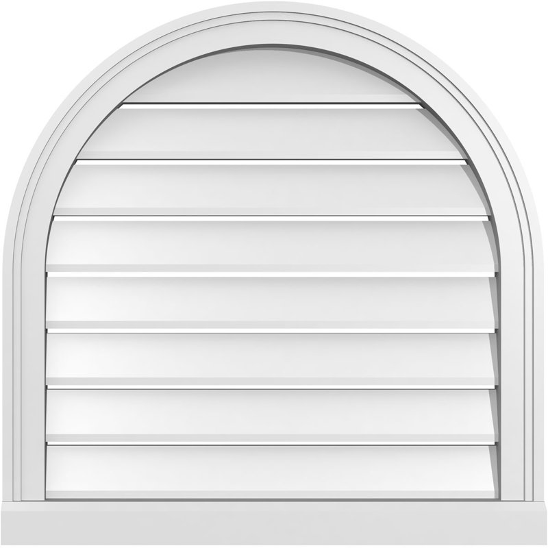 Round Top Surface Mount Signature Urethane Functional Gable Vent, Primed Tan, 26" H x 26" W x 2" D