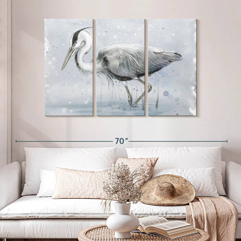 Brampt Gray And White Heron, 32" H x 50" W