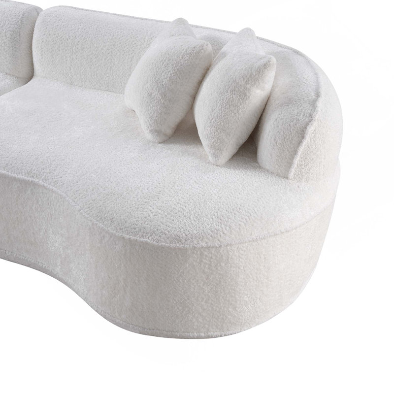 Canapé modulaire moderne en forme de L avec structure éponge et ressorts ensachés, tissu Boucle de qualité supérieure, aucun assemblage requis pour le salon et les appartements