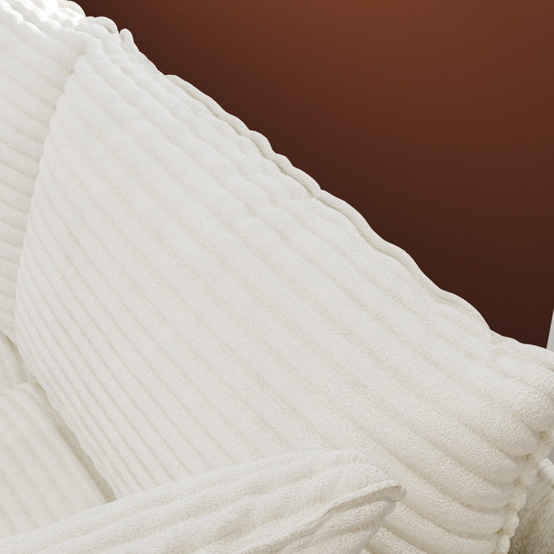 Canapé modulaire à 5 places avec rangement caché et 3 repose-pieds, Velours côtelé blanc
