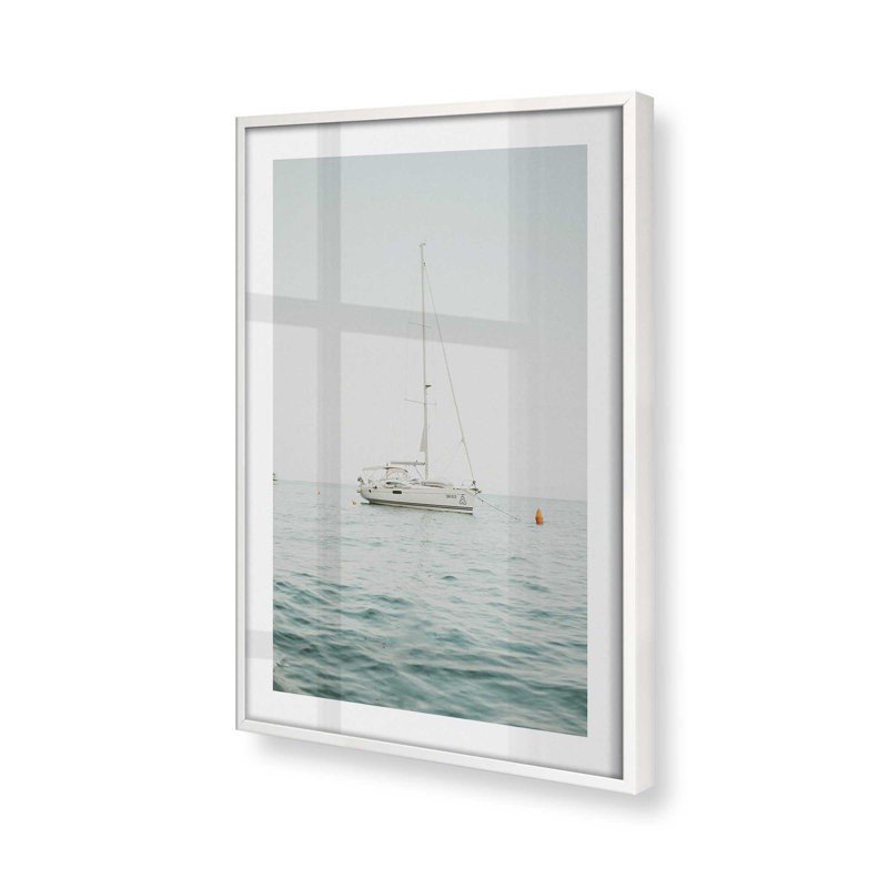Impression de voile sereine, Cadre simple blanc opaque, H 15 po x l 12 po x P 1,25 po