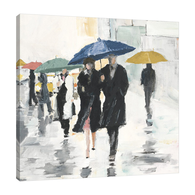 «City in the rain II» par Avery Tillmon - peinture sur toile tendue, H 30 po x l 30 po x P 1,5 po