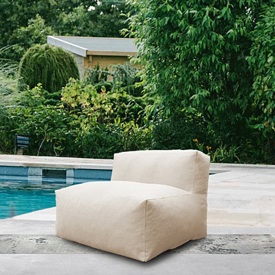 Pouf de jardin moderne de 89 cm de large, garni de mousse, sans accoudoirs, idéal pour la piscine et la terrasse.
