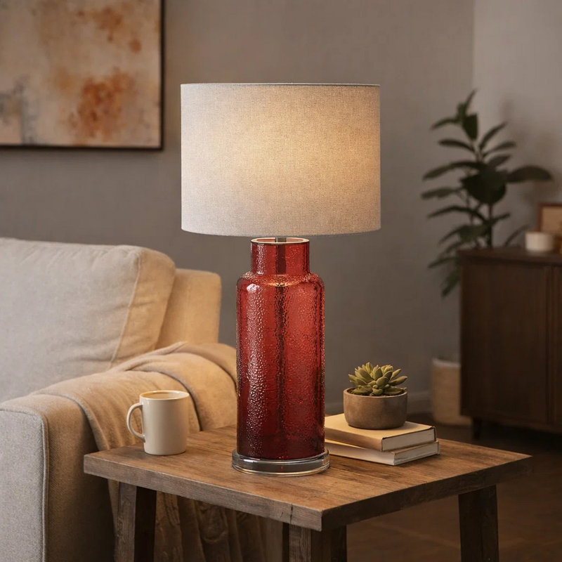Lighting, 28 po, lampe de table, verre, contemporain, moderne, Rouge