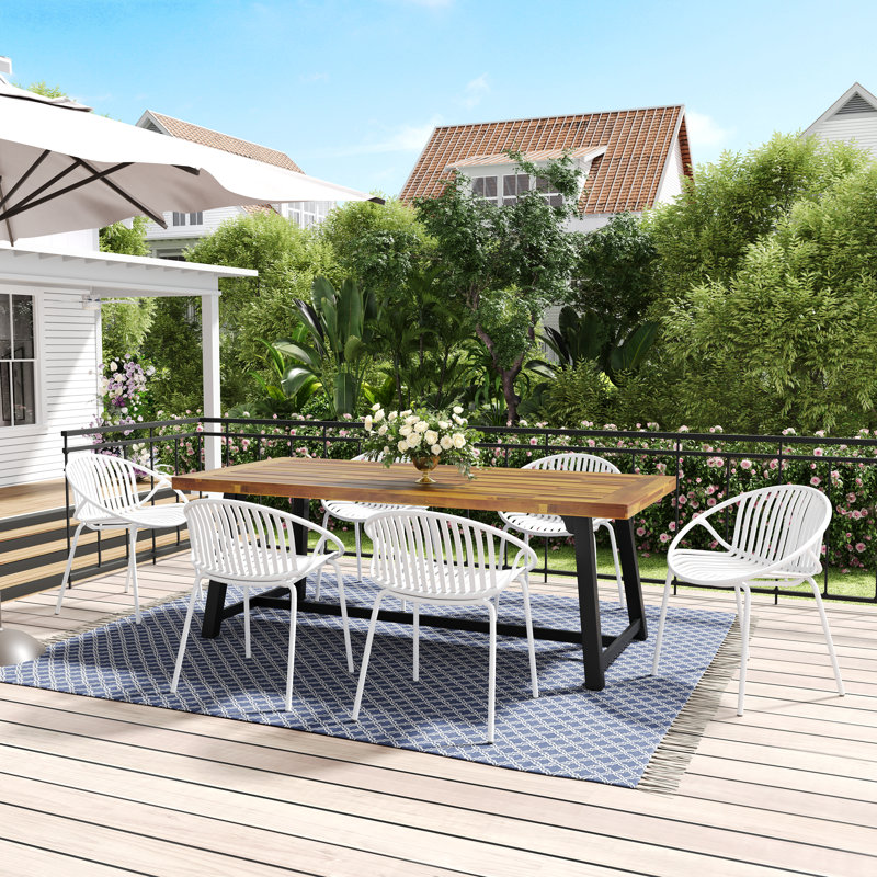 Ferrysburg Patio 7-Piece Dining Set, White