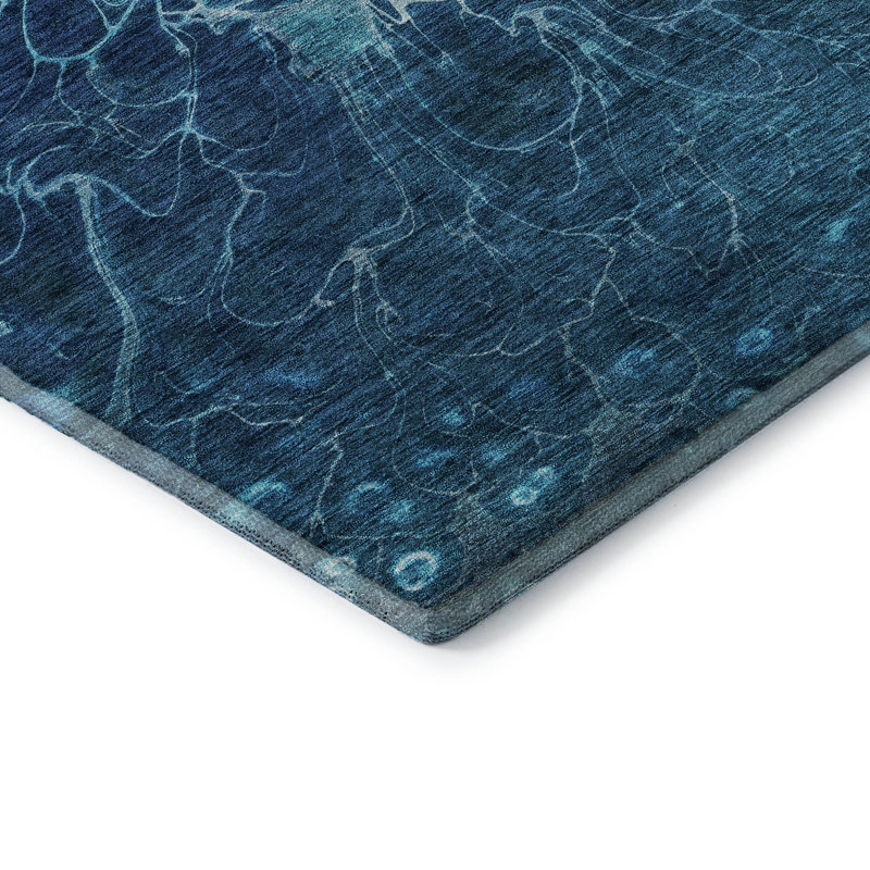 Tapis bleu marine lavable de qualité supérieure Fehr, Rectangle 10 pi x 14 pi