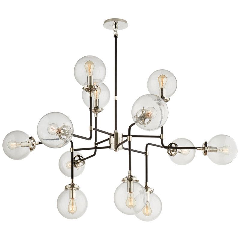 Ian K. Fowler Bistro Medium Chandelier, Polished Nickel, Clear