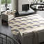 Wool Geometric Area Rug in Ivory/Light Blue
