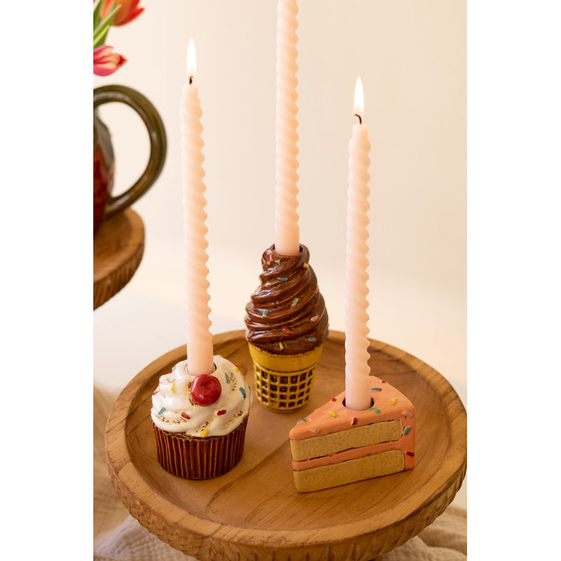  Dessert-Inspired Candle Holders – 5" Tall Ceramic Set