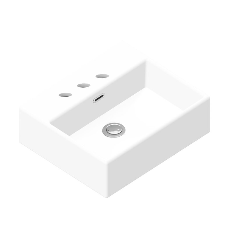 Lavabo de salle de bain rectangulaire en céramique blanc mat, Centres de 8 po