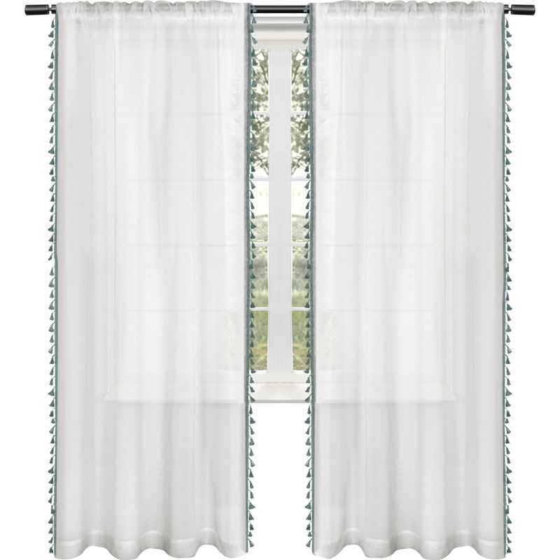 Hucksley Sheer Curtain Pair, 54" W x 84" L, Black