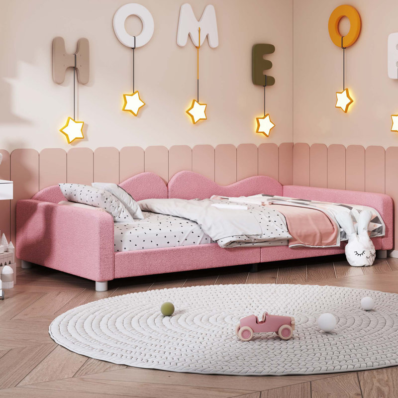 Lit de jour rembourré, canapé-lit en sherpa, Lit simple, Rose