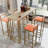Five-Piece Bar Table & Chair Set, Gold Frame, Multi-Layer Top, Cushioned Chairs, Storage Table-2035609568-2035609571