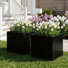 Ensemble de 2 boîtes à fleurs rectangulaires en métal avec trous de drainage, contenant de plantes d'extérieur pour patio, cour ou balcon
