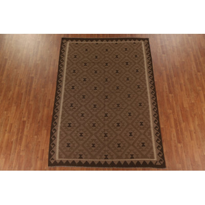 Brown Wool Kilim Oriental Area Rug 7x10