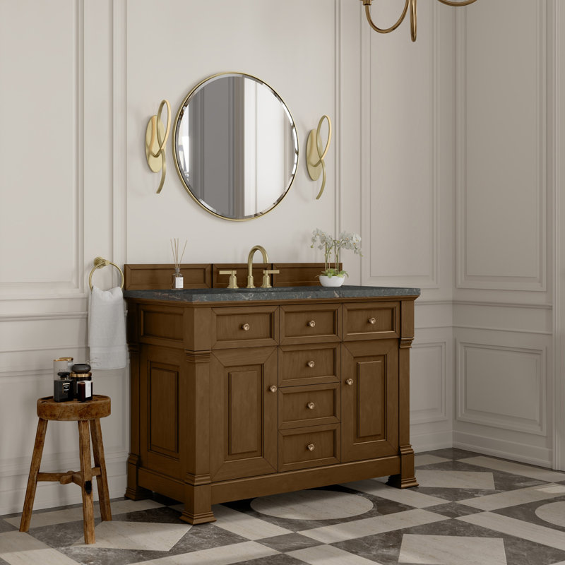 Brookfield 48'' W Single Vanity, Parisien Bleu, Honey Oak, Widespread