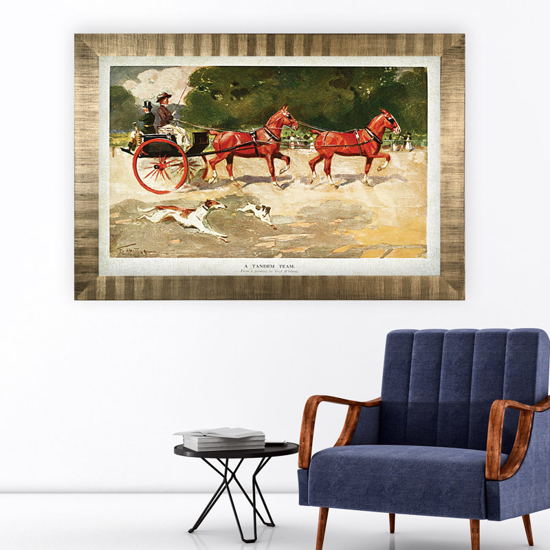 « cheval drawed coach alamy », impression, H 29 po x l 41 po x P 2 po, Encadrement doré antique, Pas de tapis