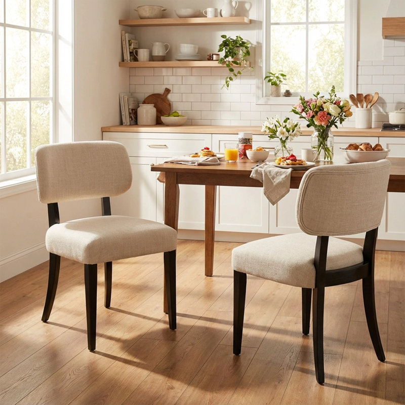 Axtell Wooden Dining Chairs Set of 2, Modern Fabric Upholstered Dining Room Chair Kitchen Chairs, Farmhouse Dinner Chair for Kitchen Dining Room