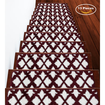 Salas Trellis Vibrant and Soft Non -Slip Indoor 9" x 28" Stair Tread