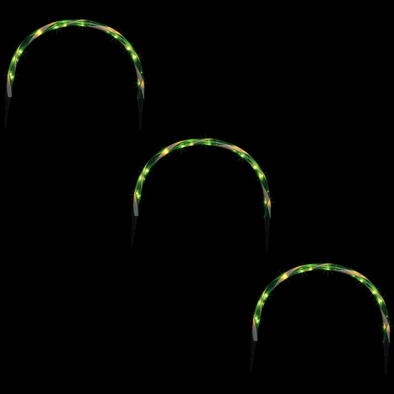 Candy Cane Outdoor Christmas Arch Pathway Markers - Green - Set Of 3