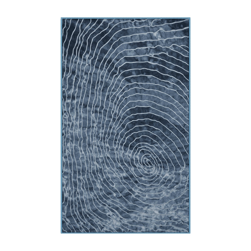 Tapis bleu soyeux et moelleux, Rectangle 4 pi x 6 pi